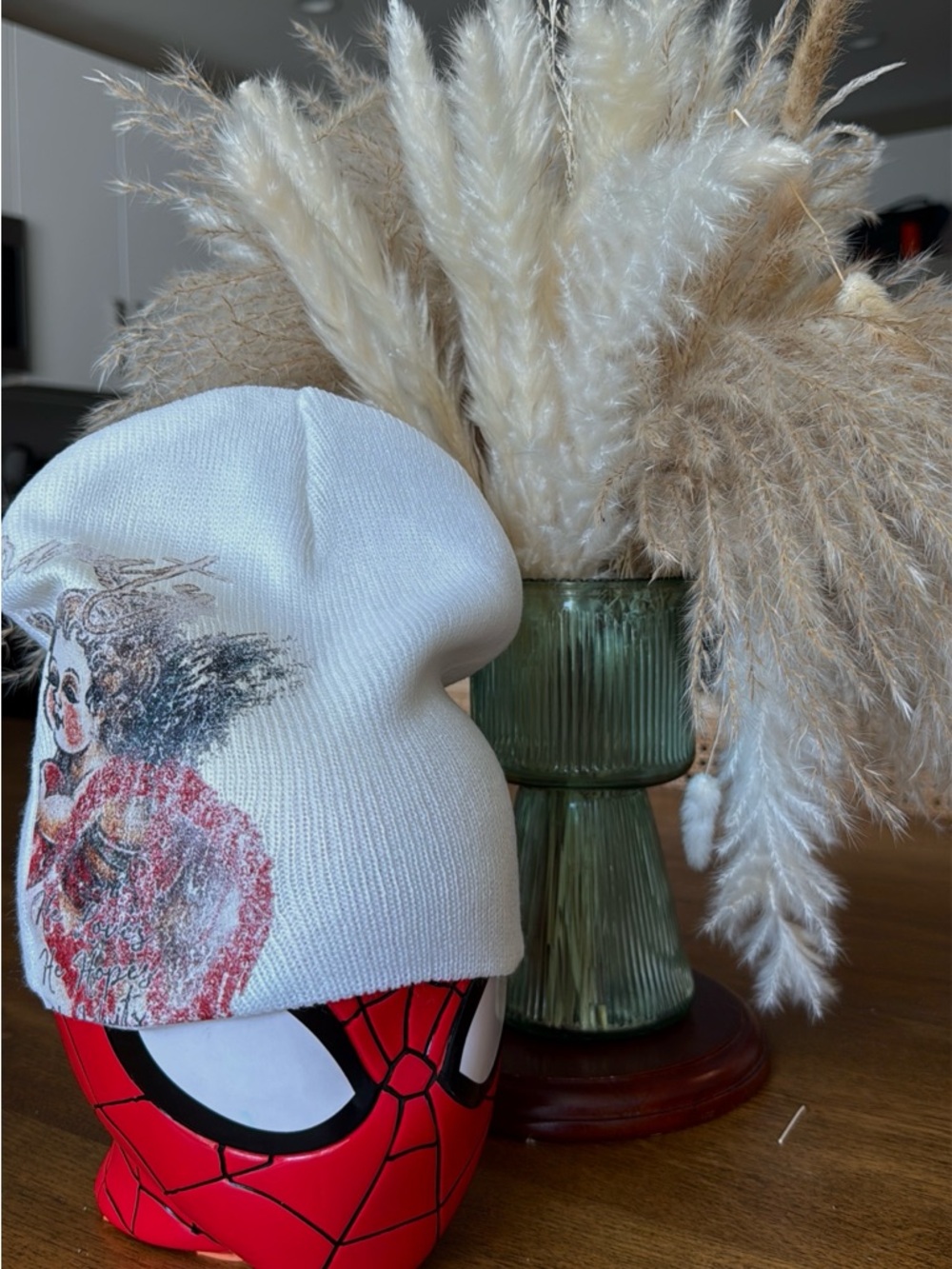 Kids White Graphic Beanie Hat - Unbranded